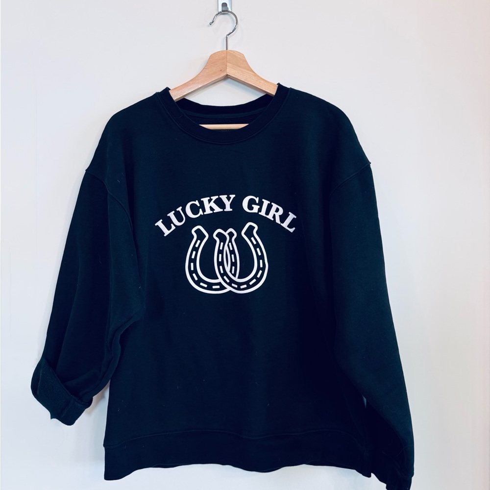Brunette The Label Black Lucky Girl Sweatshirt